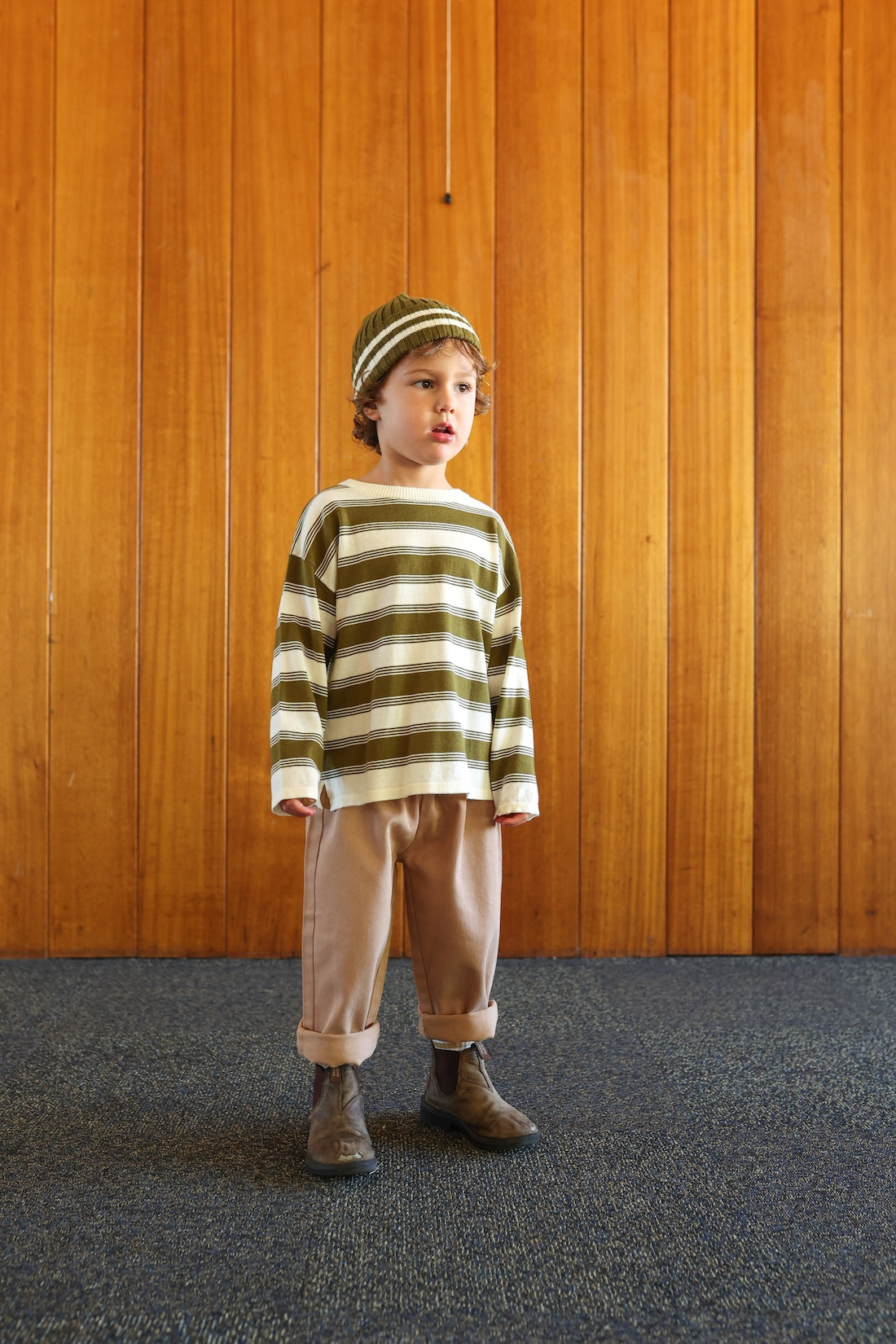 Organic 7-Stripe Long Sleeve Tee - Herb