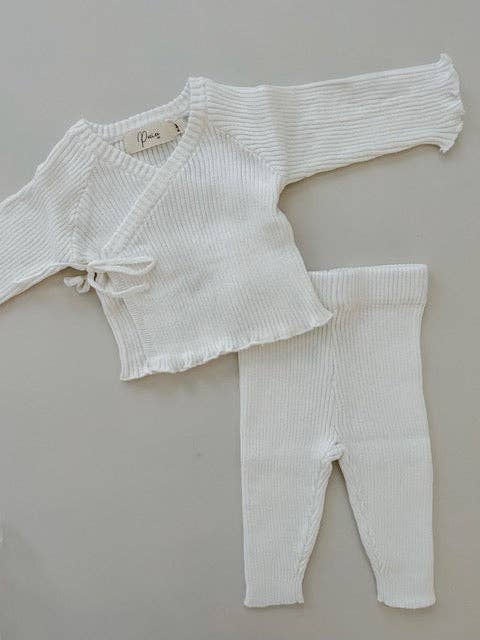RIBBED KIMONO SET | MILK