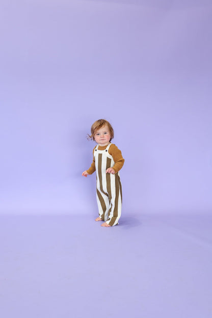 Vertical Stripe Knit Overalls