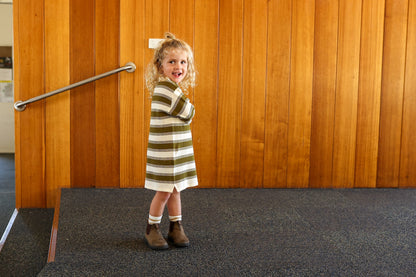 Organic 7-Stripe Dress - Herb
