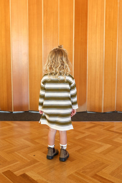 Organic 7-Stripe Dress - Herb