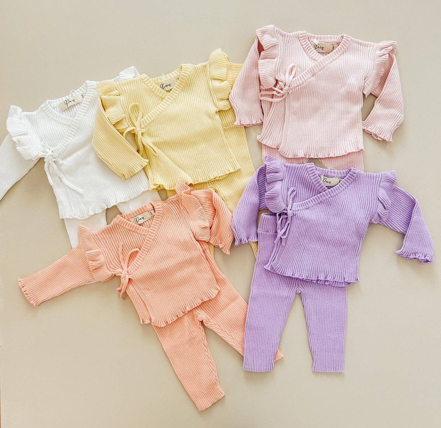 RIBBED RUFFLE KIMONO SET | BUMBLEBEE