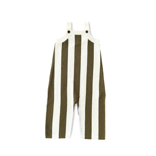Vertical Stripe Knit Overalls