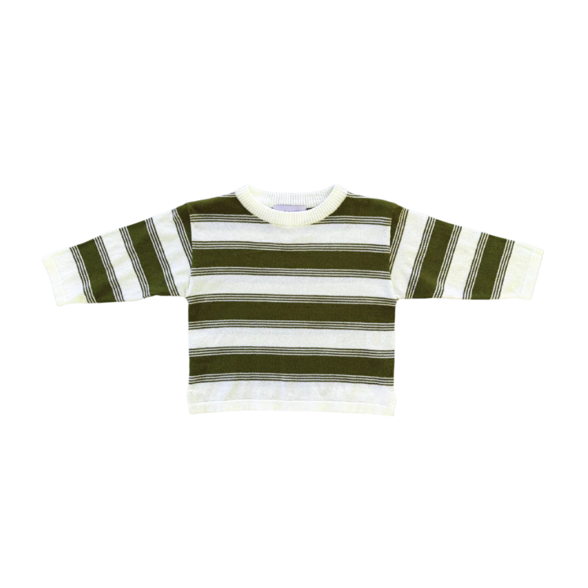 Organic 7-Stripe Long Sleeve Tee - Herb