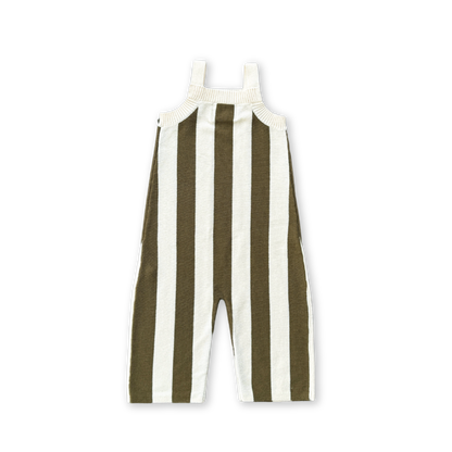 Vertical Stripe Knit Overalls