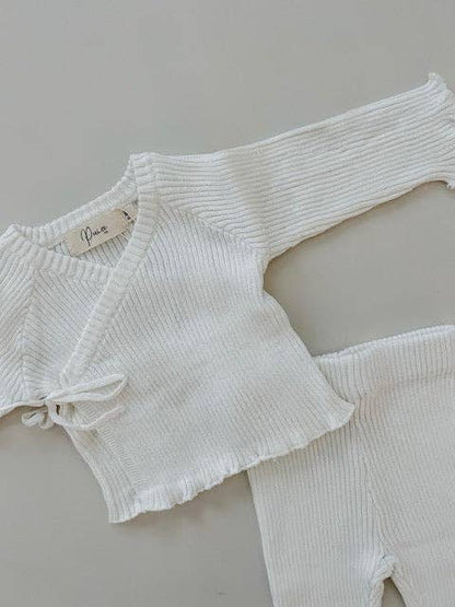RIBBED KIMONO SET | MILK